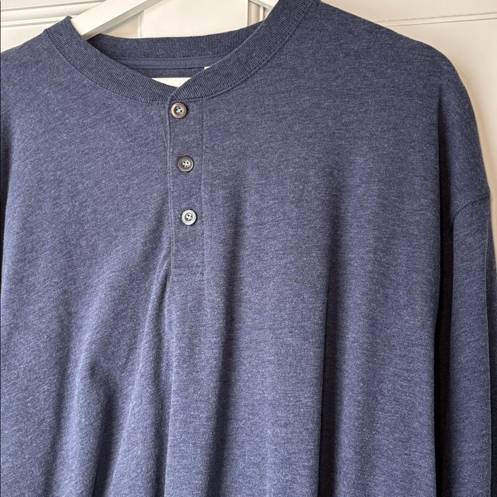 NEW St. John's Bay Dark Blue Long Sleeve Sueded Henley 100% cotton XL - Picture 3 of 5